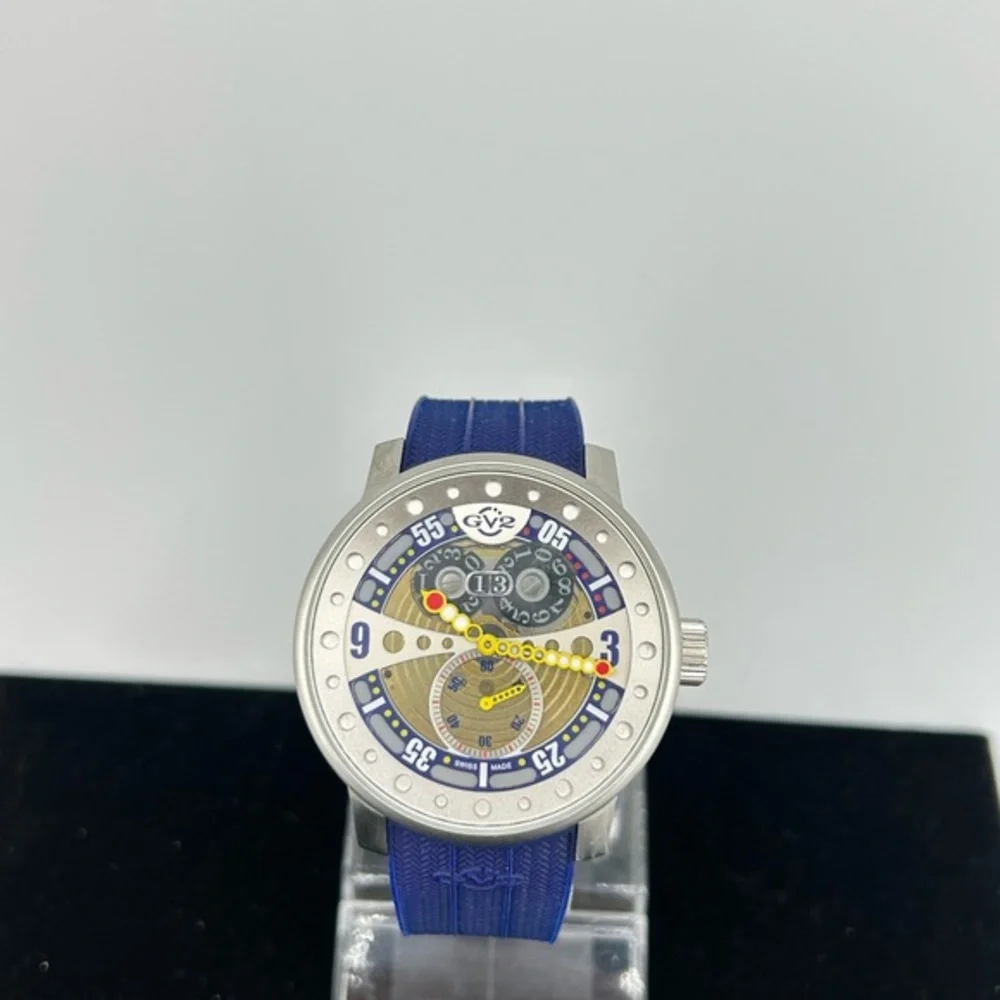 GV2 by Gevril 4042R3 Powerball Limited Edition Big Date Blue Band Men's Watch #9